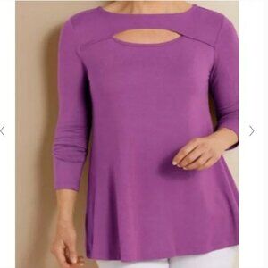 SOFT SURROUNDINGS Beckett Top Keyhole Stretch Jersey Top Modal Peekaboo NWT S